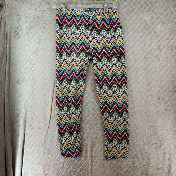 True Rock Womens L Leggings Colorful Geometric Cropped Mid Rise Eclectic Boho - Picture 1 of 15